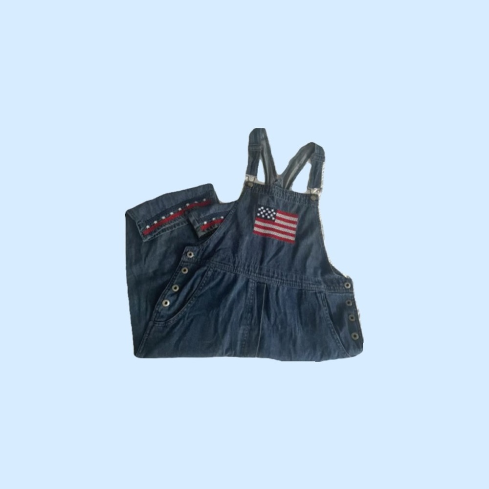VINTAGE AGAPO EMBROIDERED AMERICAN FLAG OVERALLS 🇺🇸